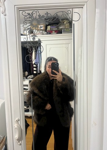 Stradivarius Kahverengi Kadın Kürk - Görsel 5