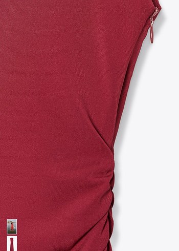 Zara Bordo drapeli Dökümlü Uzun Elbise - Görsel 3