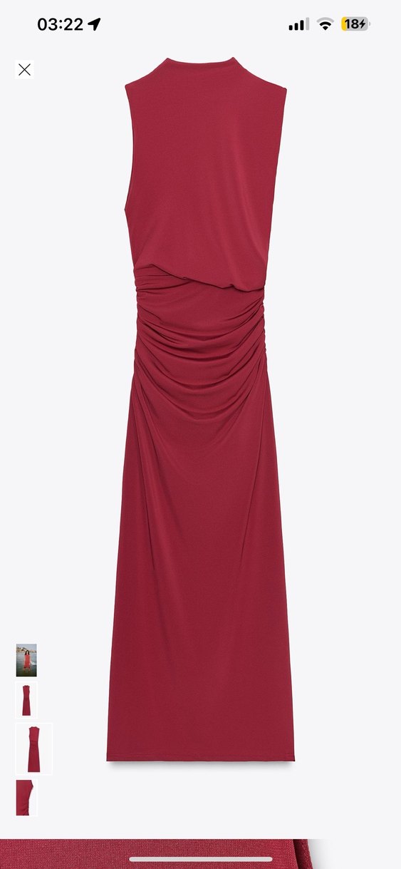 Zara Bordo drapeli Dökümlü Uzun Elbise - Görsel 2