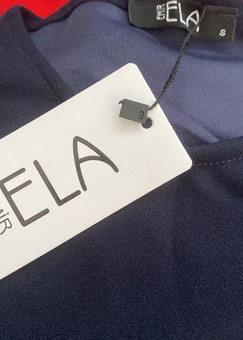 Lacivert eteği kruvaze şık elbise - Görsel 3