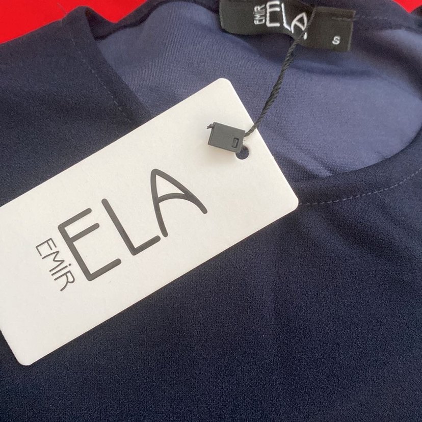 Lacivert eteği kruvaze şık elbise - Görsel 3