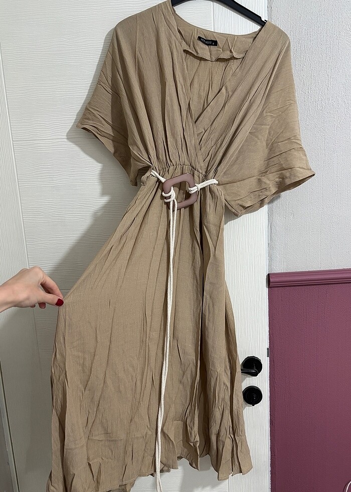 Salaş kesim kemerli elbise - Görsel 2