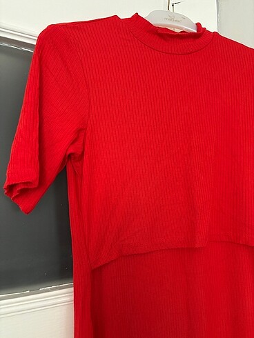 H&M Kırmızı penye kalem elbise