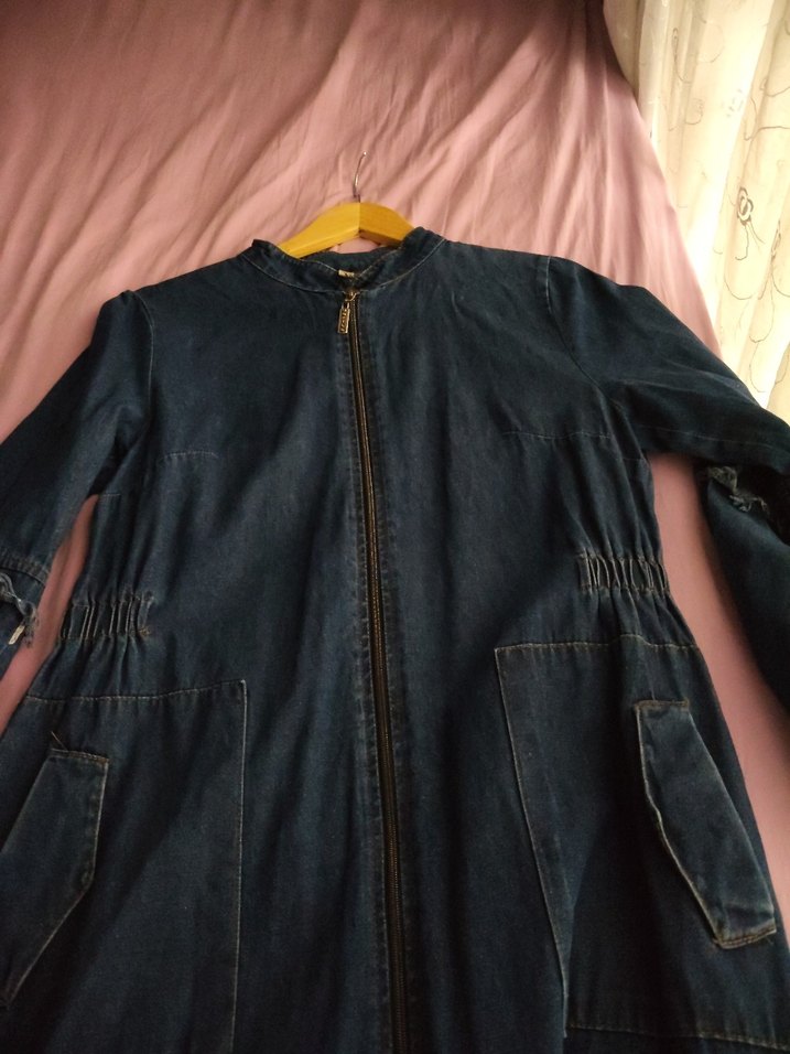 Kadın Lacivert Uzun Denim Ceket - Görsel 4