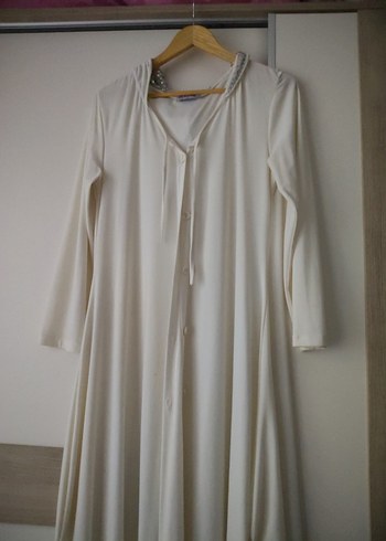 Uzun Kollu Beyaz Bohem Kadın Sabahlık - Görsel 2