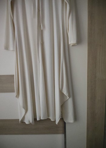 Uzun Kollu Beyaz Bohem Kadın Sabahlık - Görsel 3