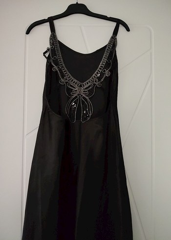 Siyah Midi Sleevless V Yaka Kadın Elbise - Görsel 3