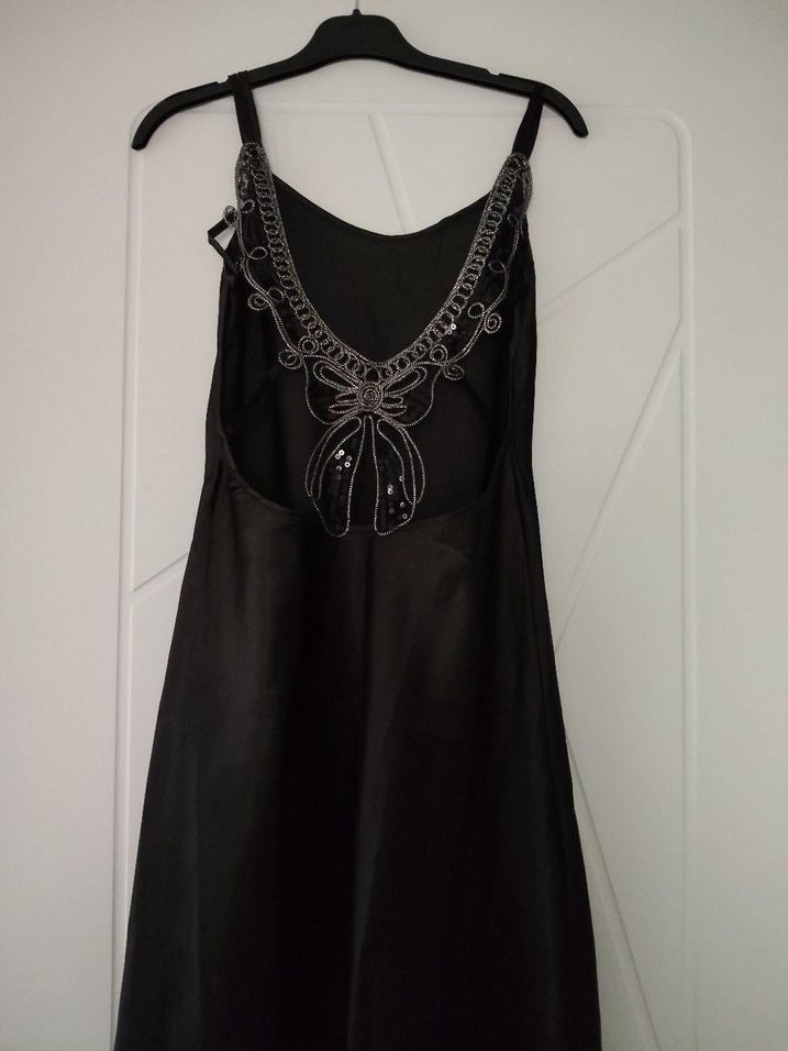 Siyah Midi Sleevless V Yaka Kadın Elbise - Görsel 3