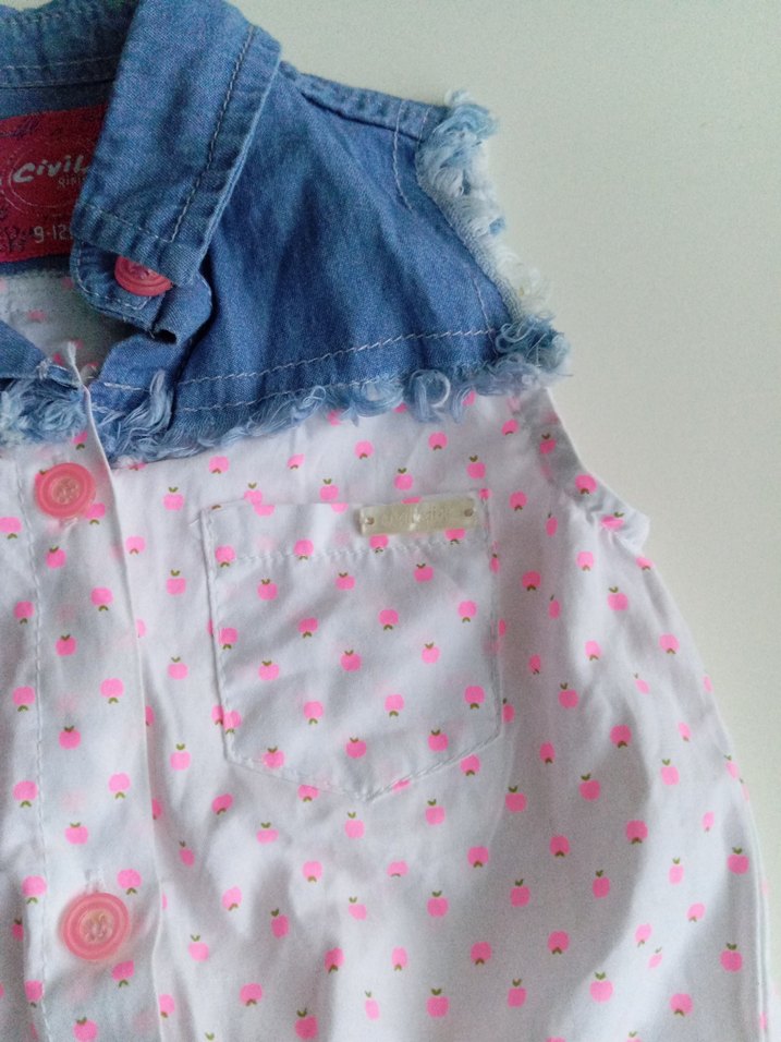 Kız Çocuk Pembe Düğmeli Denim Gömlek - Görsel 3