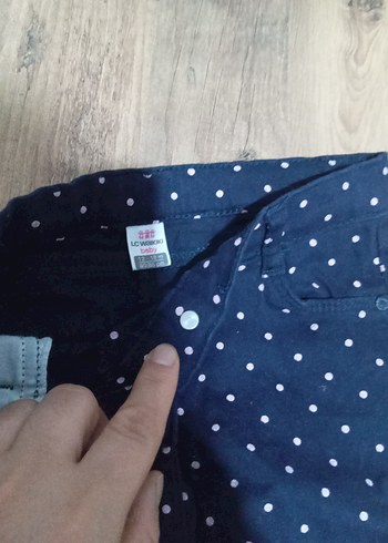 Kız Çocuk Lacivert Puantiyeli Denim pantolon - Görsel 3