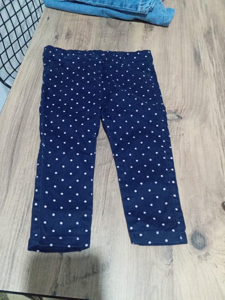 Kız Çocuk Lacivert Puantiyeli Denim pantolon - Görsel 4