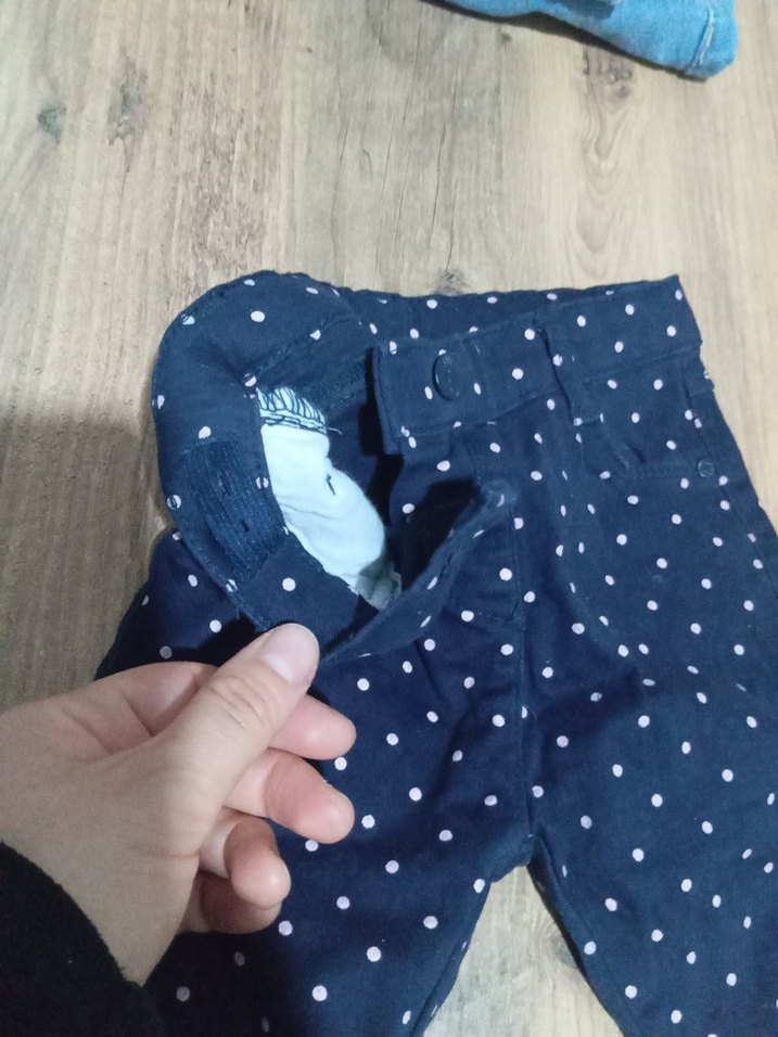 Kız Çocuk Lacivert Puantiyeli Denim pantolon - Görsel 2