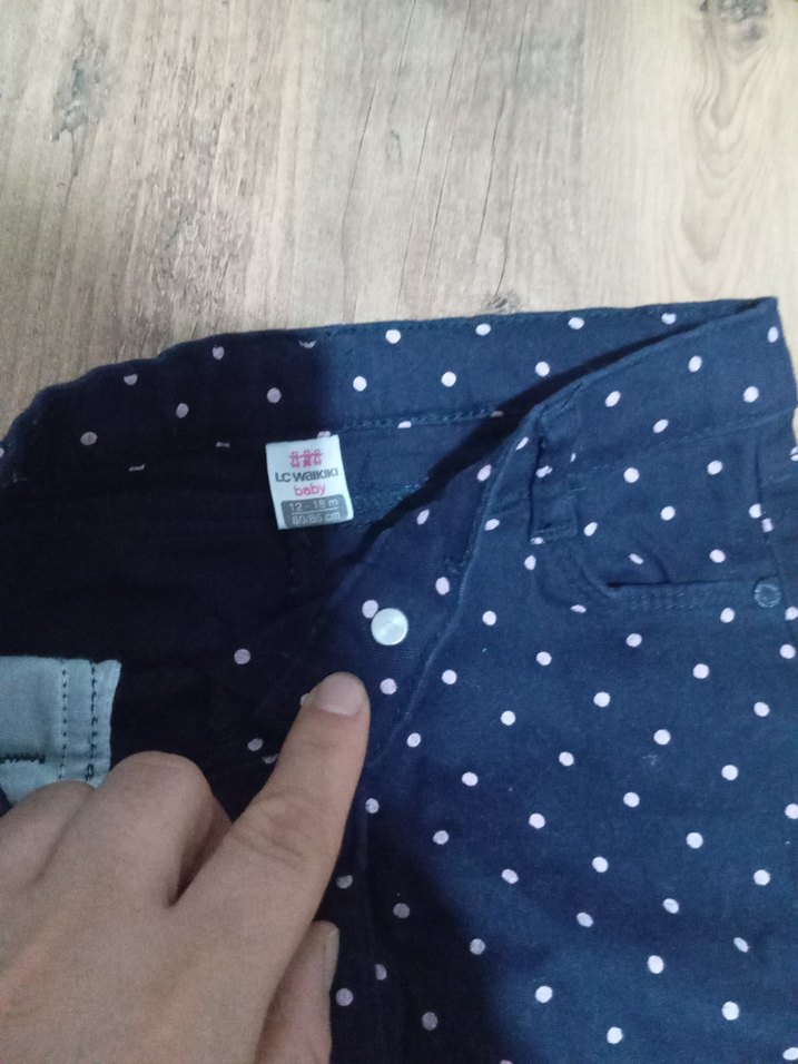 Kız Çocuk Lacivert Puantiyeli Denim pantolon - Görsel 3