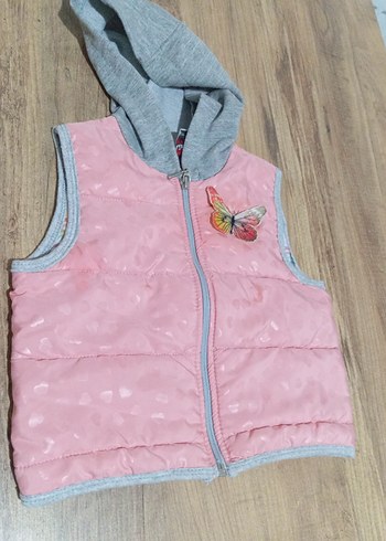 Kız Çocuk Pembe Nakışlı Kapüşonlu Yelek - Görsel 5