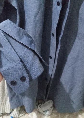 Mavi Keten Erkek Gömlek - Görsel 3