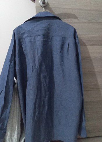 Mavi Keten Erkek Gömlek - Görsel 4