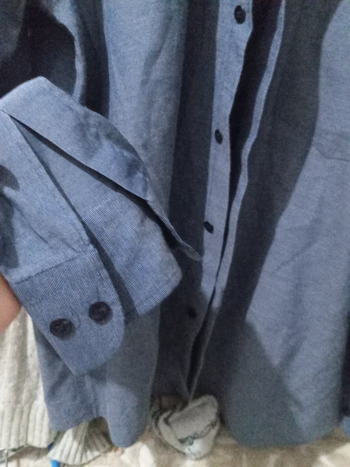 Mavi Keten Erkek Gömlek - Görsel 3