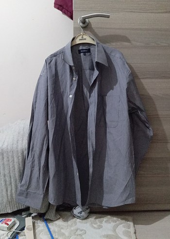 Gri Çizgili Kısa Kollu Erkek Gömlek - Görsel 2