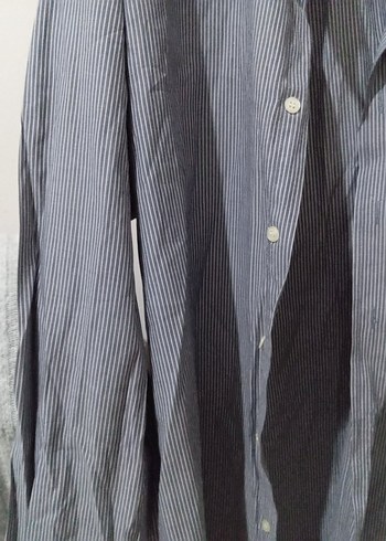 Gri Çizgili Kısa Kollu Erkek Gömlek - Görsel 3