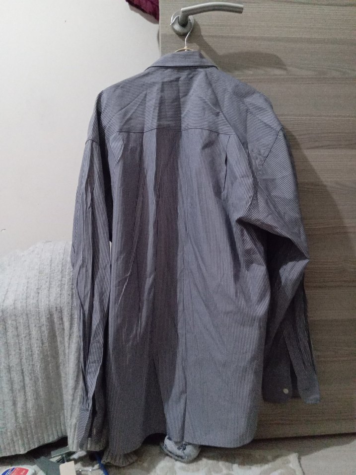 Gri Çizgili Kısa Kollu Erkek Gömlek - Görsel 4