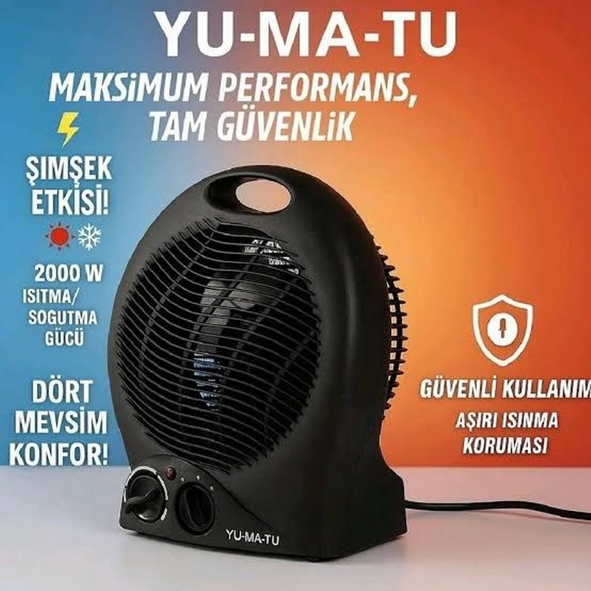 Yu-Ma-Tu Fanlı Elektrikli Isıtıcı MSY1818 Siyah - Görsel 3