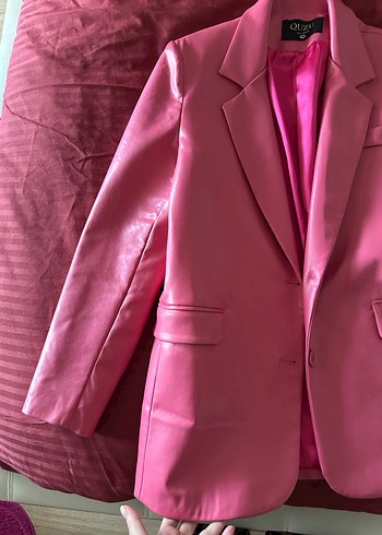 Quzu Pembe Deri Kadın Blazer Ceket