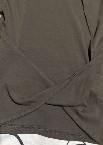 Koyu haki renk Pamuklu Uzun Kollu bluz - Görsel 8