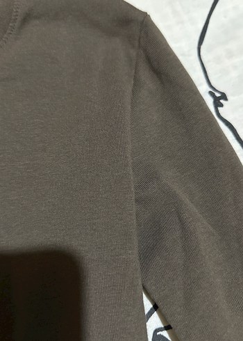 Koyu haki renk Pamuklu Uzun Kollu bluz - Görsel 3