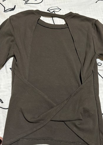 Koyu haki renk Pamuklu Uzun Kollu bluz - Görsel 7