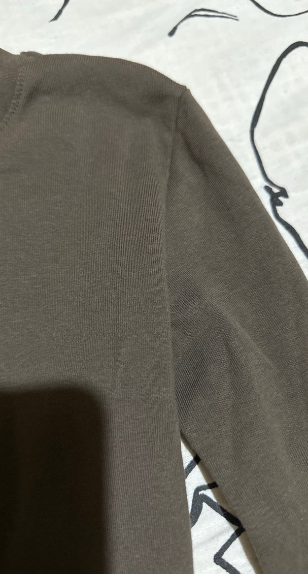 Koyu haki renk Pamuklu Uzun Kollu bluz - Görsel 3