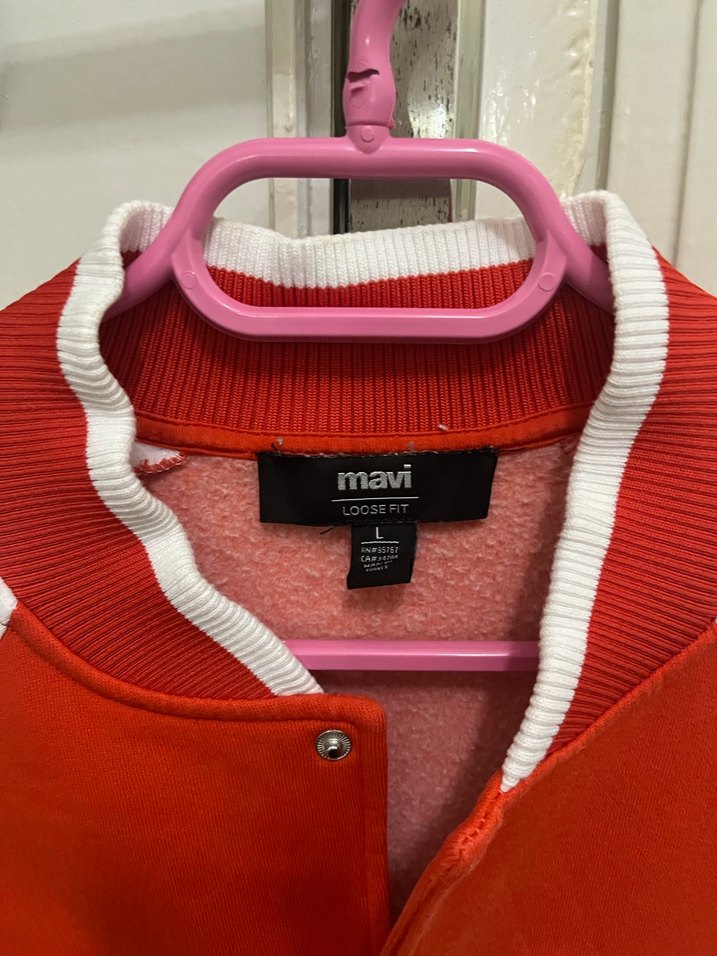 Kırmızı Beyzbol Tarzı Kadın Ceket - Görsel 3