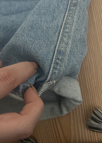 Kadın Mavi Mini Denim Şort - Görsel 5