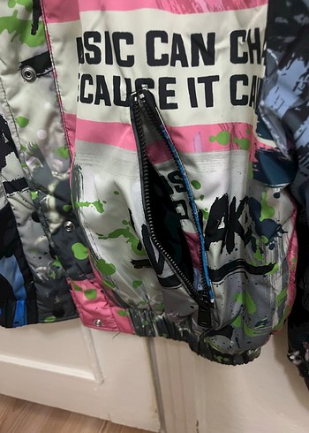 Çok Renkli Baskılı Mini Streetwear Kadın Ceket - Görsel 3