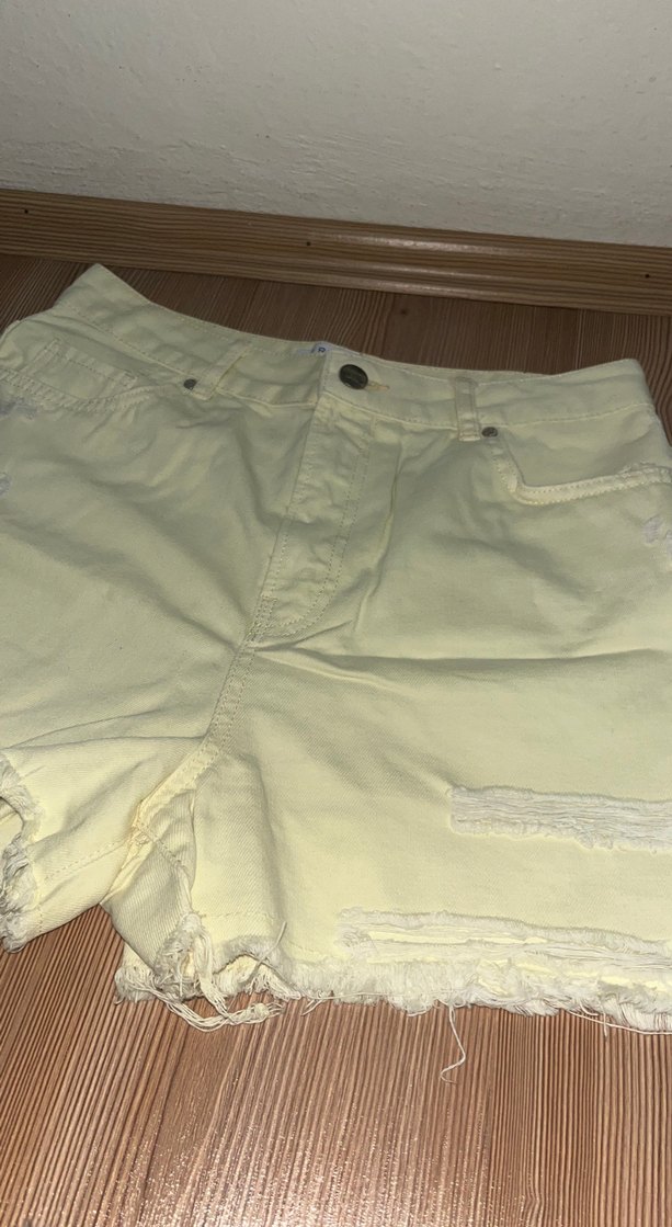 açık sarı Renk Mini Kadın Kot Şort - Görsel 2