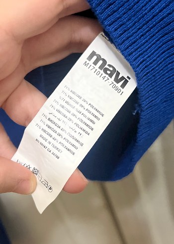 Kadın Mavi Triko Bisiklet Yaka Kazak - Görsel 3