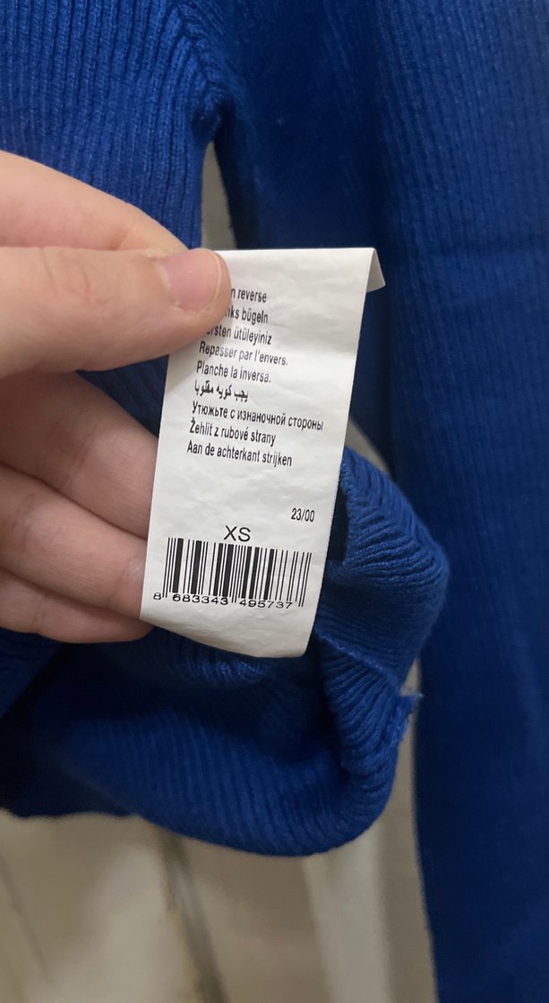 Kadın Mavi Triko Bisiklet Yaka Kazak - Görsel 2