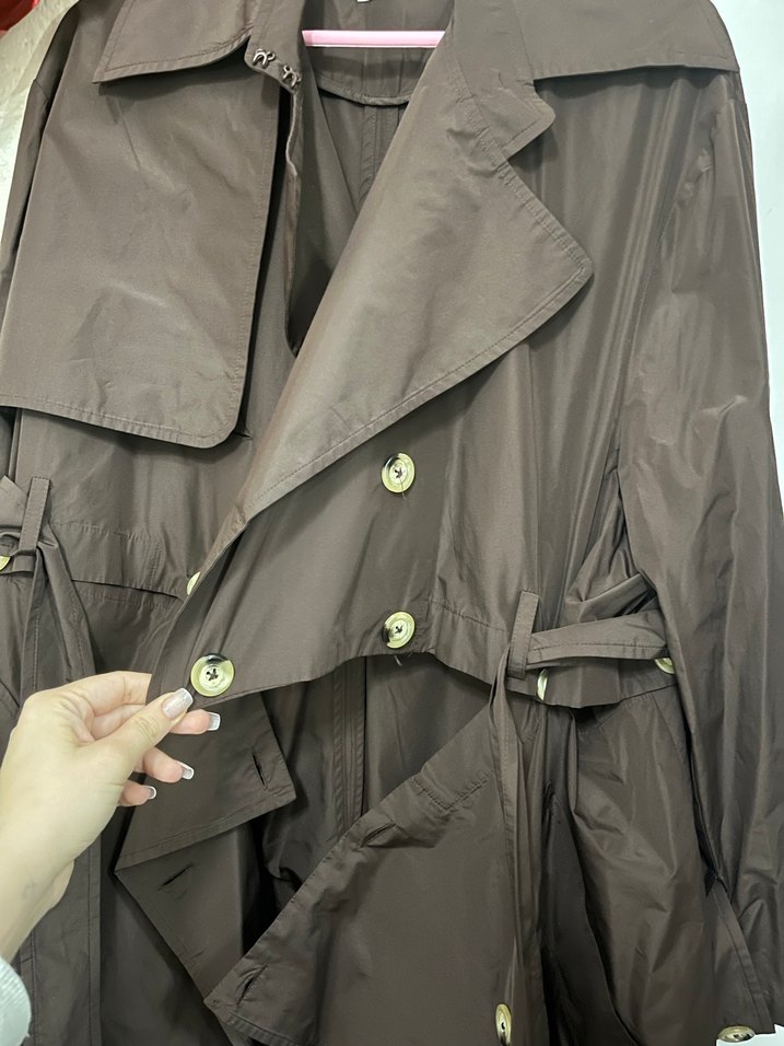 Kahverengi Uzun Kuşaklı Kadın Trençkot - Görsel 3