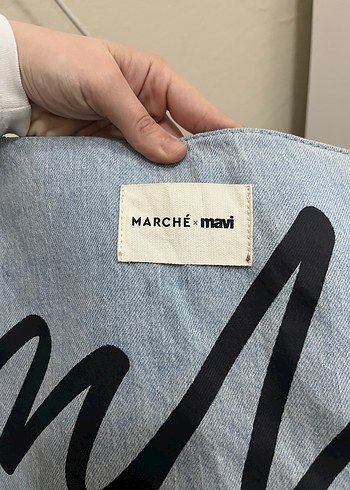 Mavi Baskılı Kadın Kot Clutch Çanta - Görsel 2