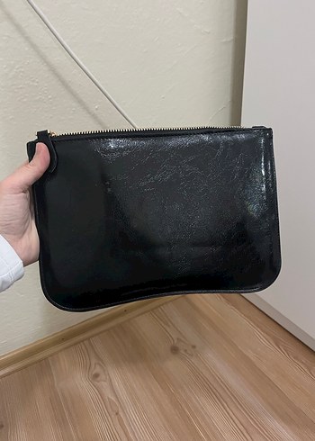 Siyah Deri Fermuarlı Kadın Çanta - Görsel 2