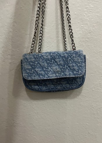 Zincir Detaylı Mavi Denim Kadın Çanta - Görsel 2