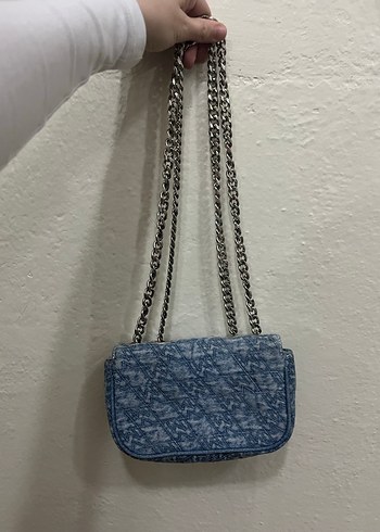 Zincir Detaylı Mavi Denim Kadın Çanta - Görsel 3