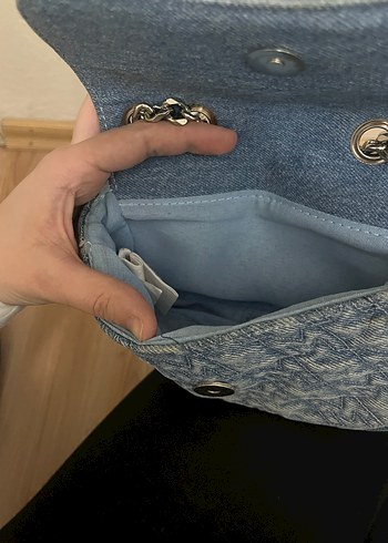 Zincir Detaylı Mavi Denim Kadın Çanta - Görsel 6