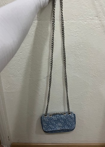 Zincir Detaylı Mavi Denim Kadın Çanta - Görsel 8