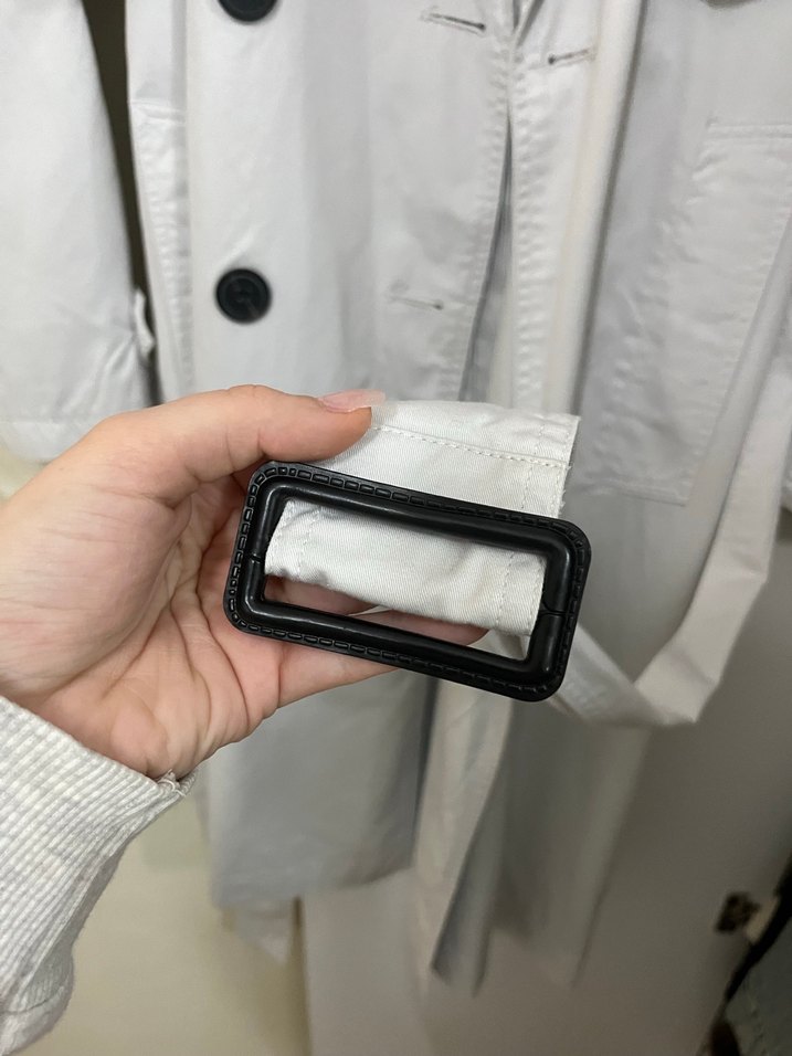 Gri Kemerli Uzun Kadın Trençkot - Görsel 5