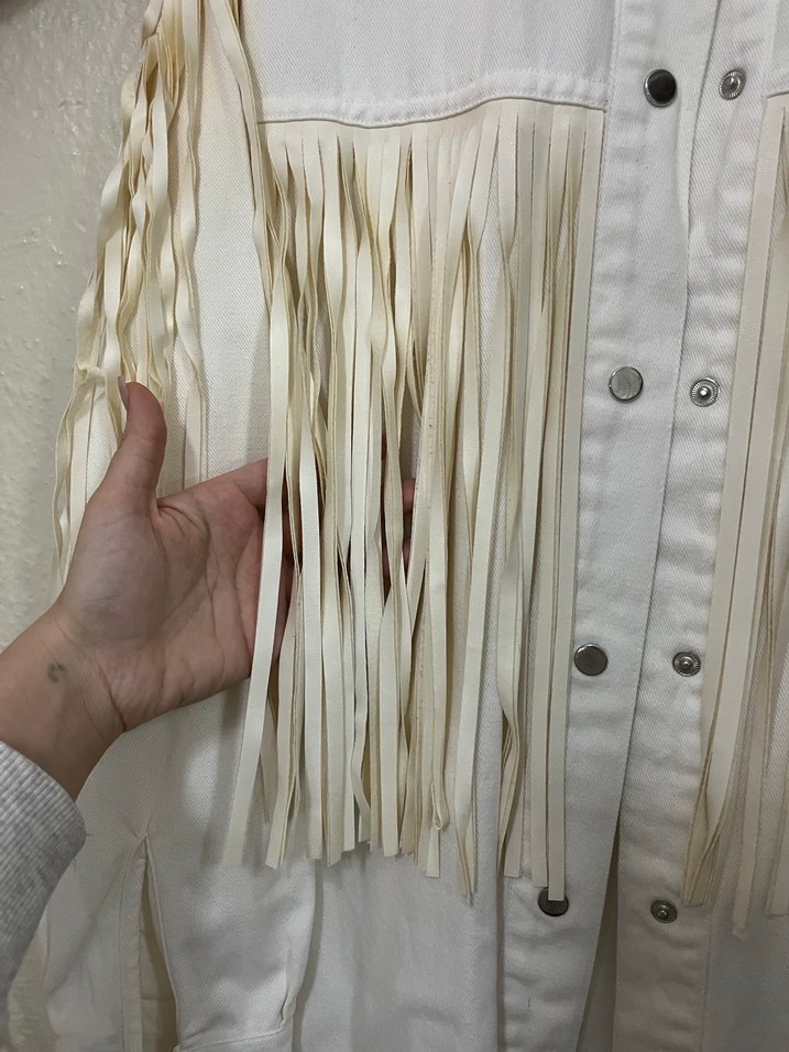 Püsküllü Beyaz Bohem Kadın Gömlek - Görsel 2