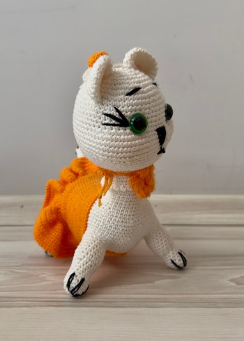 Örgü Beyaz Leopar Peluş Oyuncak