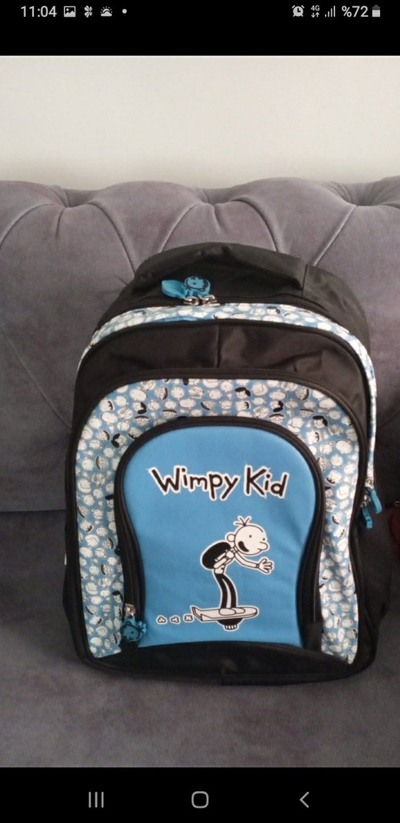 Wimpy Kid Desenli Renkli Mavi Çocuk Okul Çantası - Görsel 2