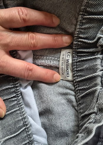 Lc Waikiki Gri Bol Kesim Kız ÇocukKot Pantolon - Görsel 5