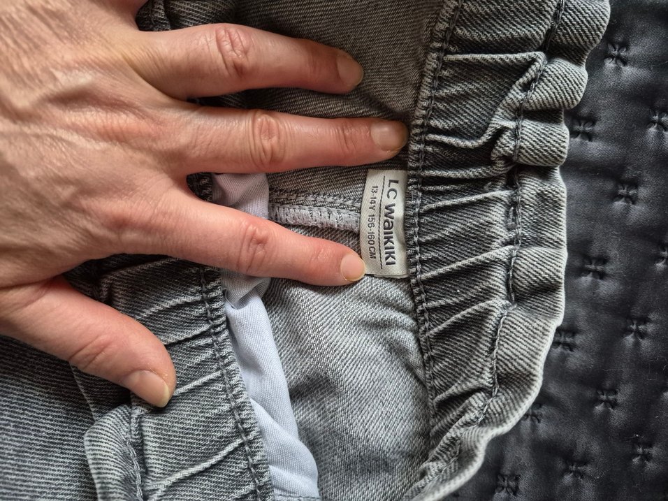 Lc Waikiki Gri Bol Kesim Kız ÇocukKot Pantolon - Görsel 5