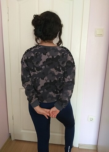 Pink poem gri kamuflaj #sweatshirt  - Görsel 6